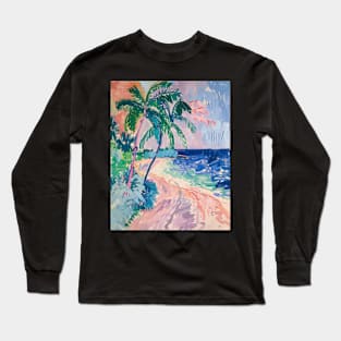 Pastel Pink Beach Tropical Island Long Sleeve T-Shirt